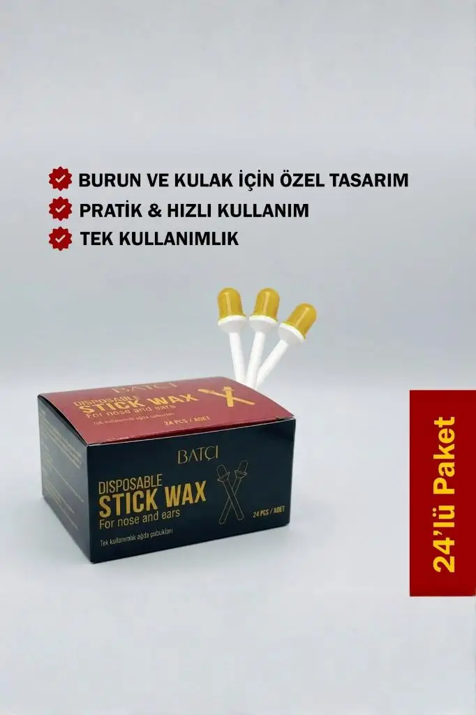 Batçı Stick Wax Tek Kullanımlık Kulak-Burun Ağda Uçlu Çubukları 24'lü Paket