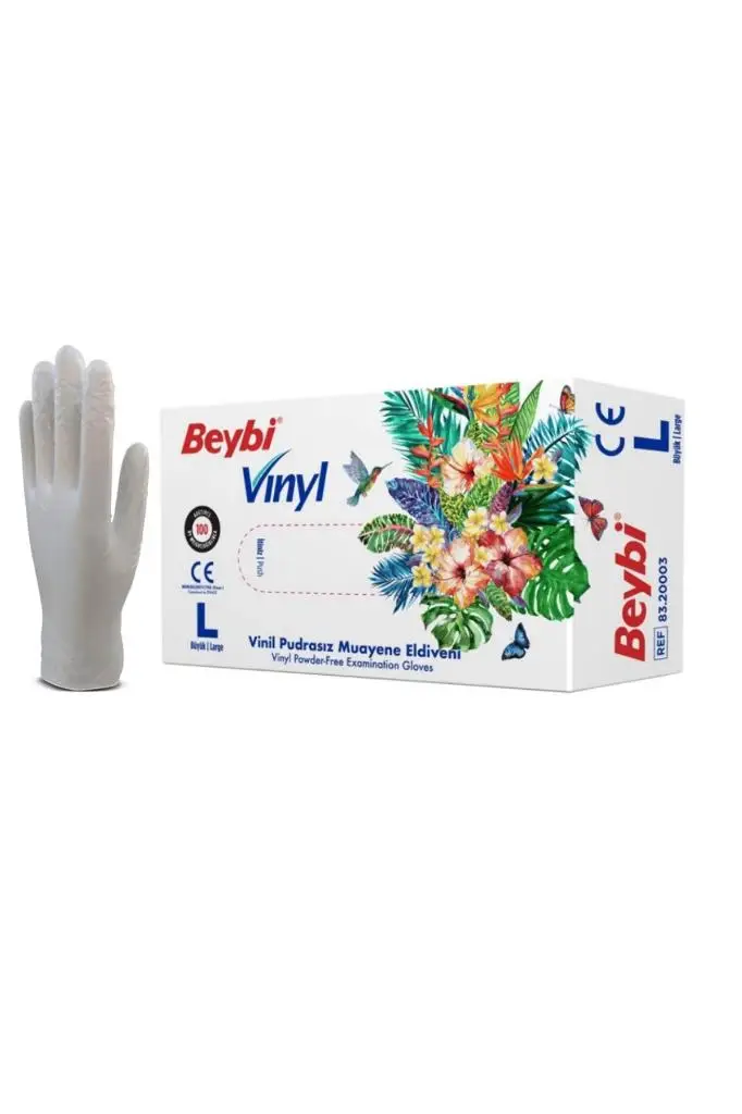 Beybi Vinil Pudrasız Muayene Eldiveni 100'lü Büyük (Large)