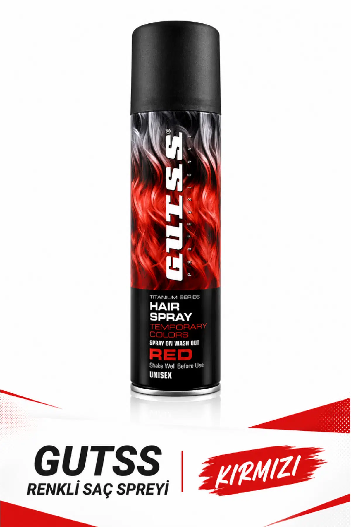 GUTSS Professional Geçici Unisex Saç Boyası Sprey 150 Ml Kırmızı Red