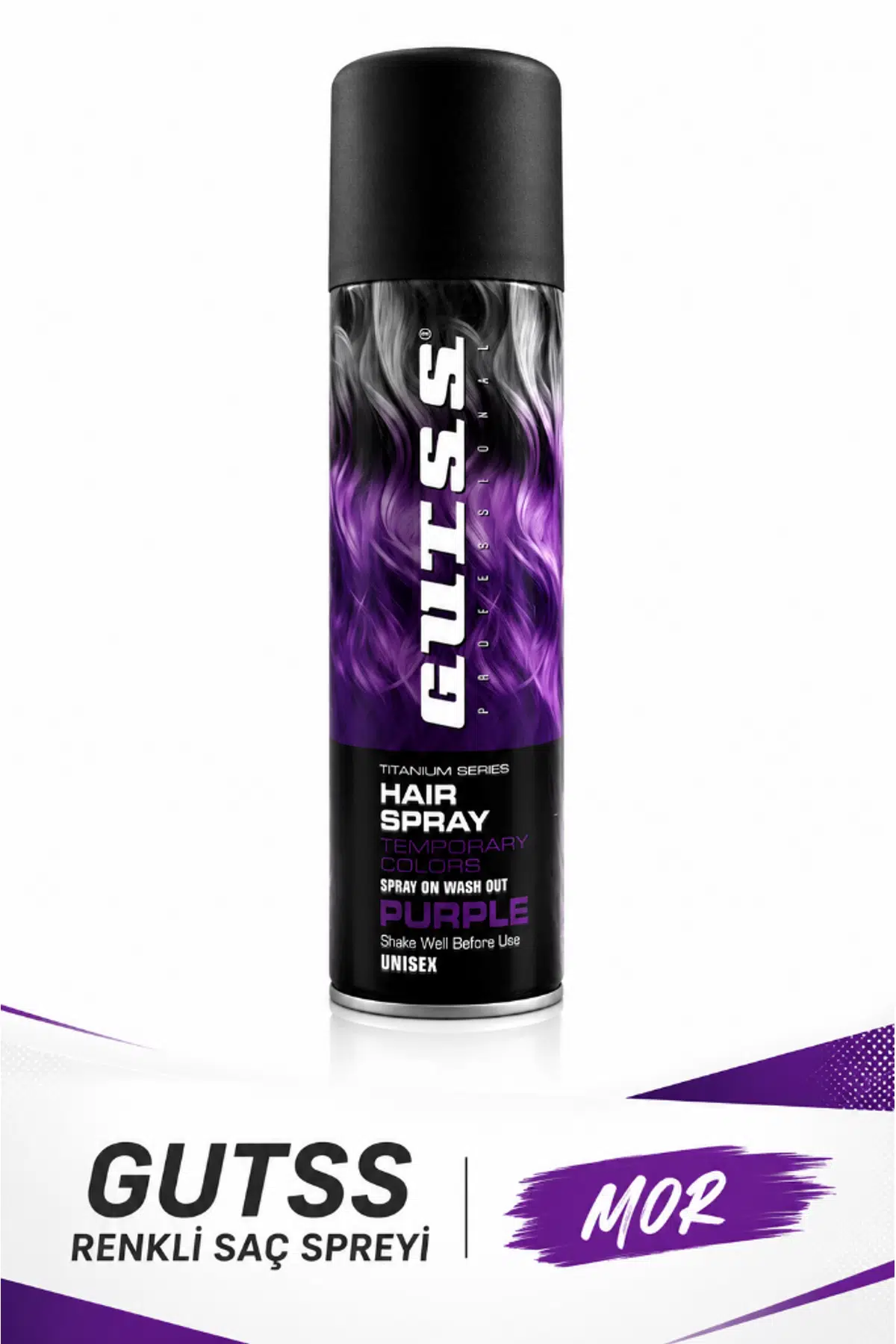 GUTSS Professional Geçici Unisex Saç Boyası Sprey 150 Ml Mor Purple