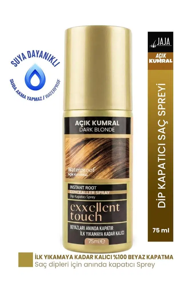 Jaja Exxellent Touch Suya Dayanıklı Beyaz Dip Kapatıcı Topik Sprey 75 Ml Açık Kumral