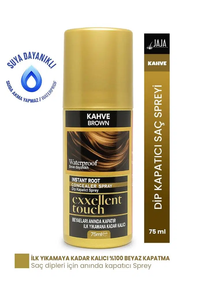 Jaja Exxellent Touch Suya Dayanıklı Beyaz Dip Kapatıcı Topik Sprey 75 Ml Kahve