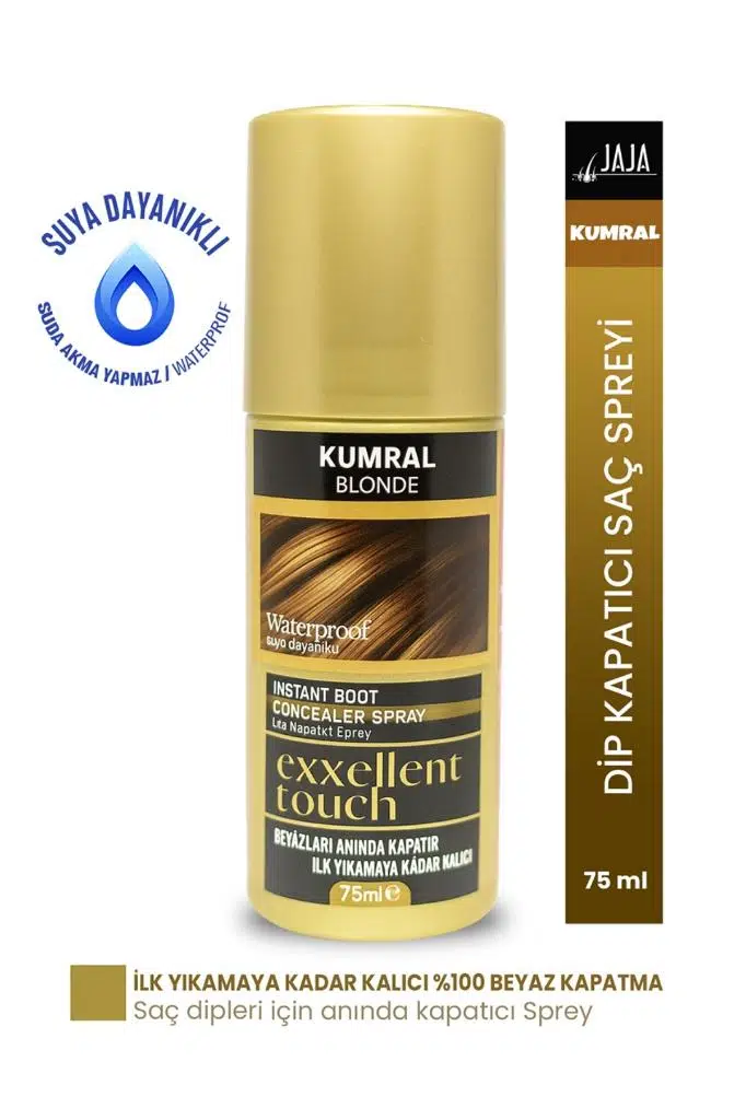 Jaja Exxellent Touch Suya Dayanıklı Beyaz Dip Kapatıcı Topik Sprey 75 Ml Kumral