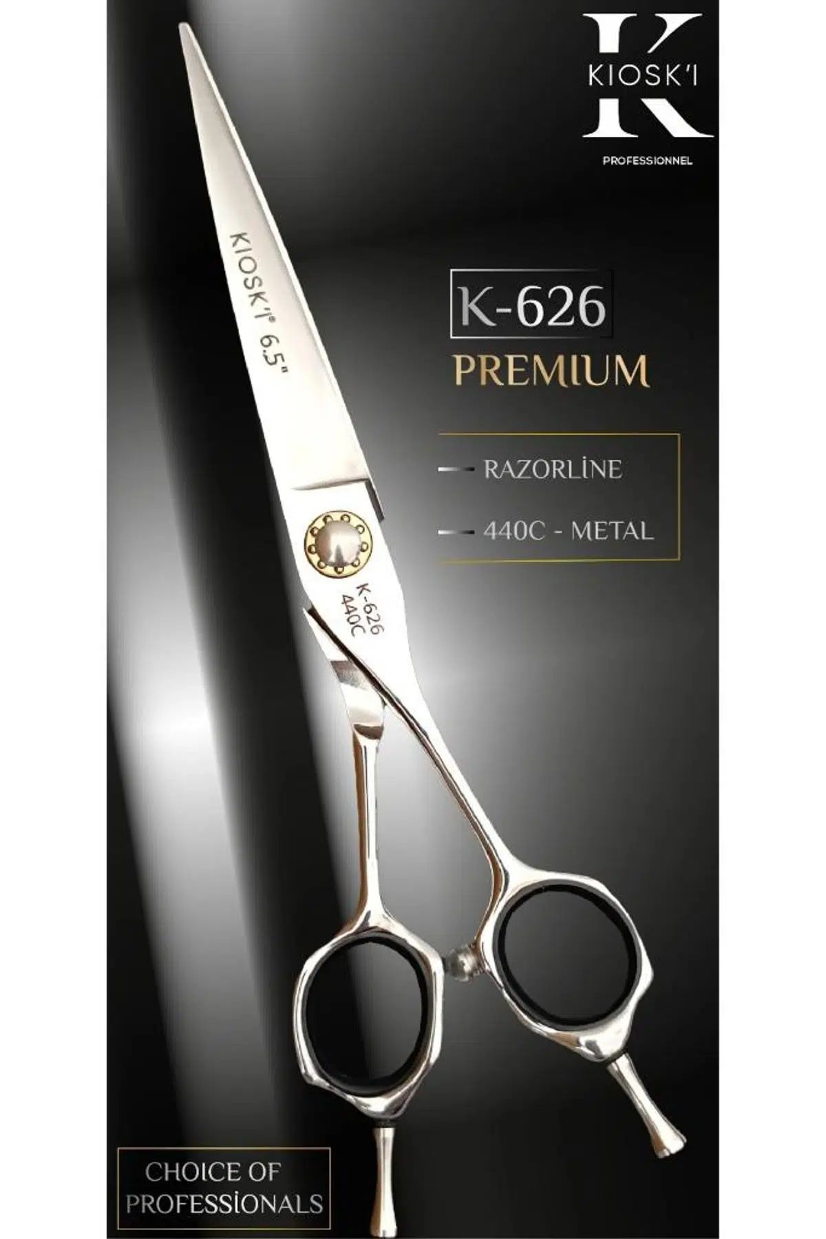 Kioski Profesyonel Premium Lüks Makas 440-C 6,5 Numara K-626