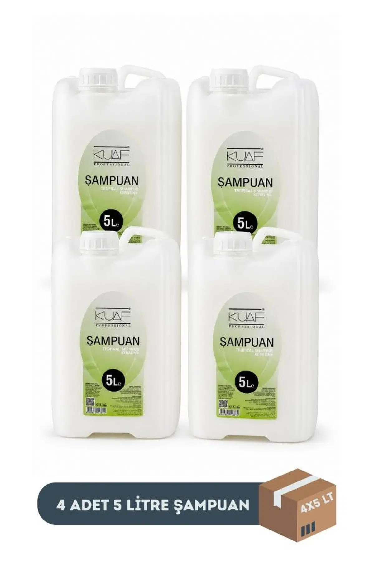 Kuaf Profesyonel Keratinli Tropikal Şampuan 5 Litre Beyaz x 4 Adet (1 Koli)