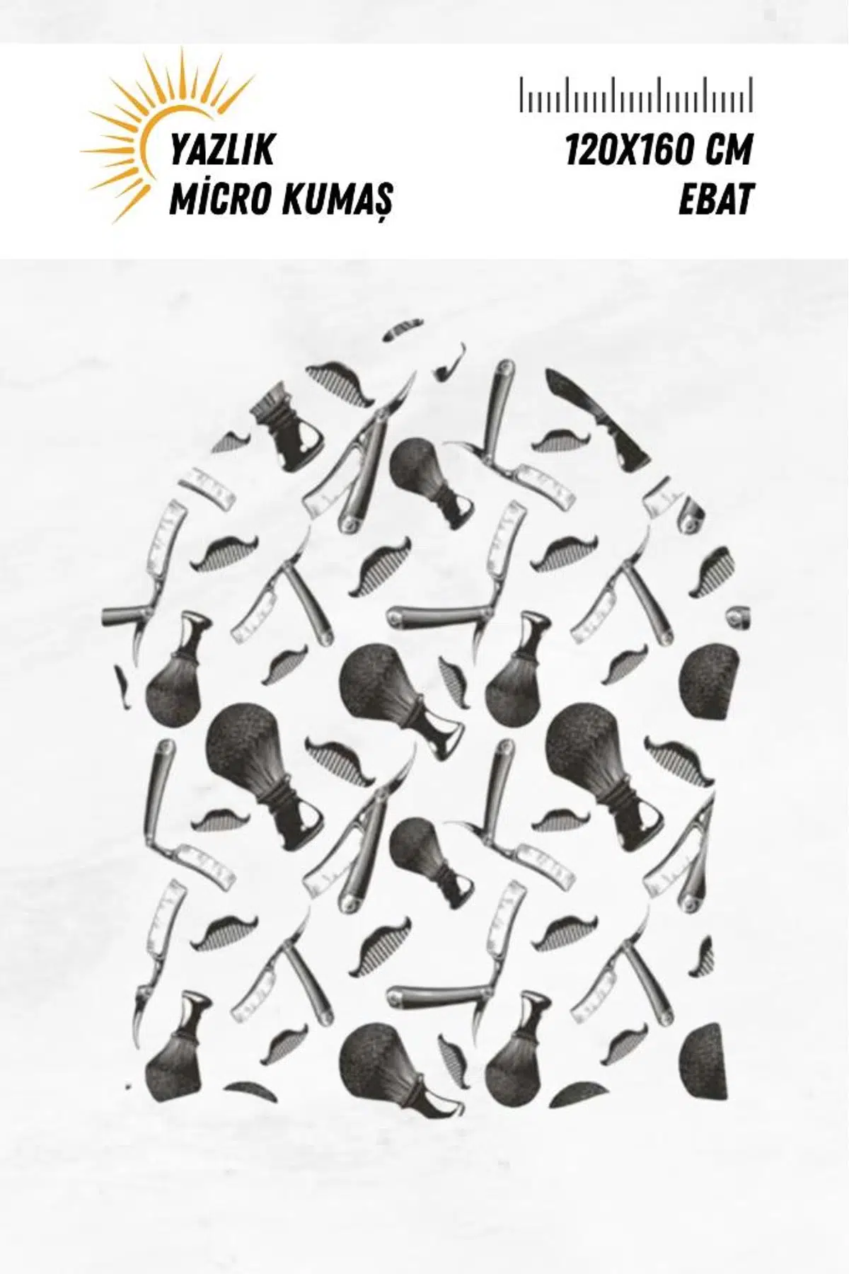 Lüx Penuar Berber Önlüğü Dijital Baskı Yazlık Mikro Kumaş 120x160 cm Model: 634