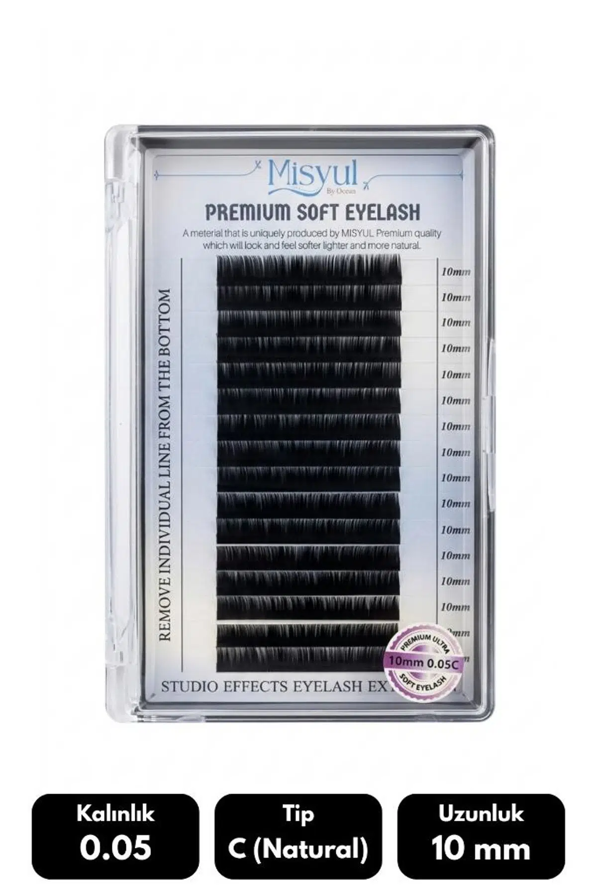 Misyul 0.05C Natural Kıvrım 10 mm Soft Eyelash Doğal İpek Kirpik 16'lı