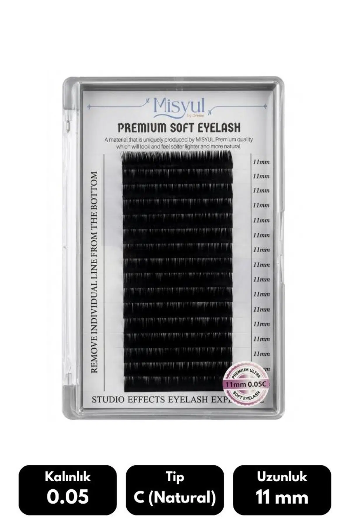 Misyul 0.05C Natural Kıvrım 11 mm Soft Eyelash Doğal İpek Kirpik 16'lı