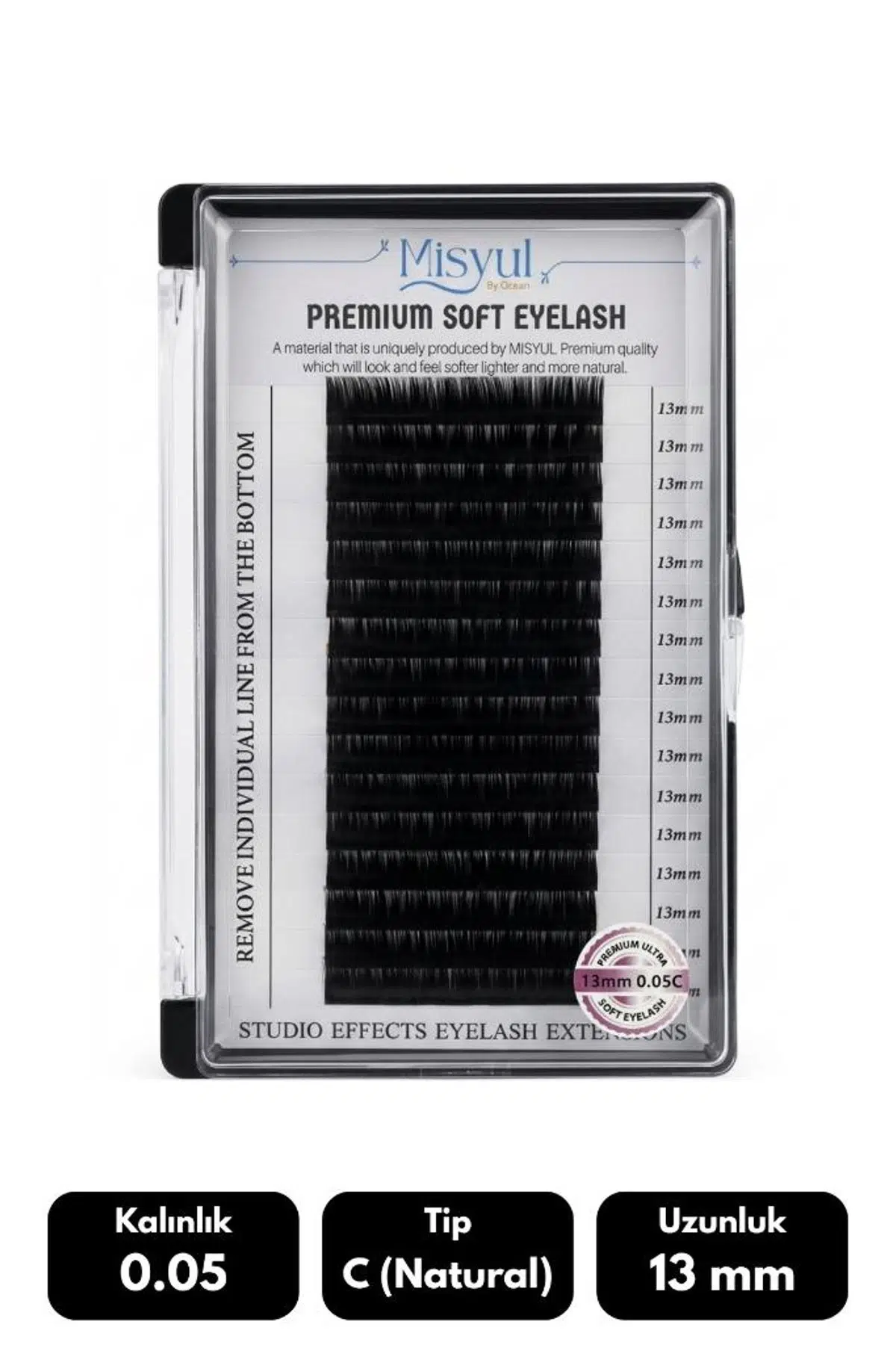 Misyul 0.05C Natural Kıvrım 13 mm Soft Eyelash Doğal İpek Kirpik 16'lı