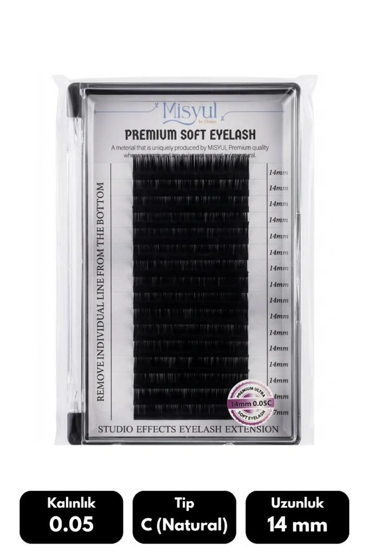 Misyul 0.05C Natural Kıvrım 14 mm Soft Eyelash Doğal İpek Kirpik 16'lı