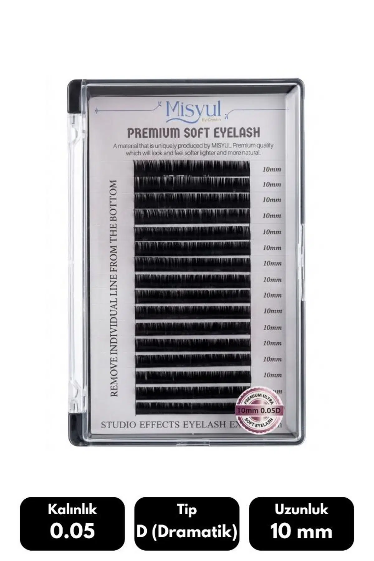 Misyul 0.05D Dramatik Kıvrım 10 mm Soft Eyelash Doğal İpek Kirpik 16'lı