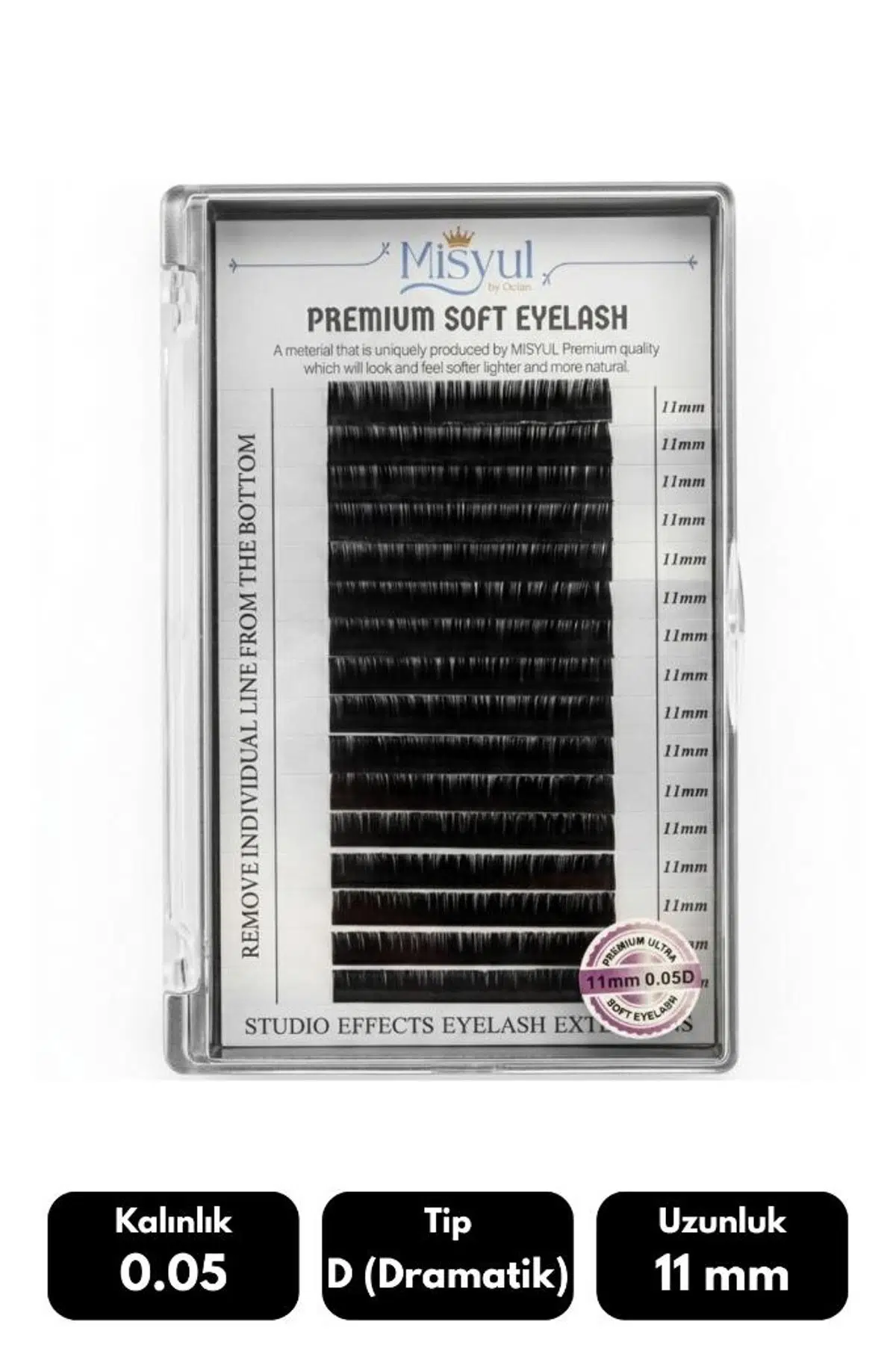 Misyul 0.05D Dramatik Kıvrım 11 mm Soft Eyelash Doğal İpek Kirpik 16'lı