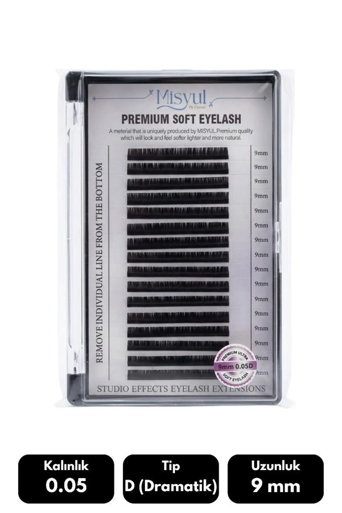 Misyul 0.05D Dramatik Kıvrım 9 mm Soft Eyelash Doğal İpek Kirpik 16'lı