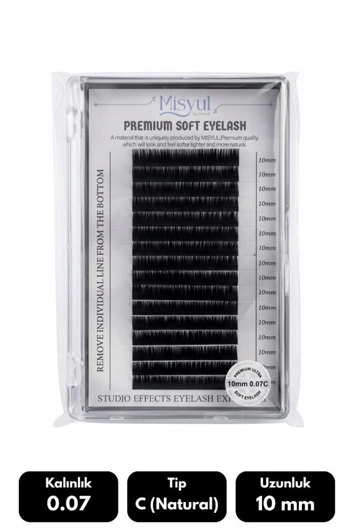 Misyul 0.07C Natural Kıvrım 10 mm Soft Eyelash Doğal İpek Kirpik 16'lı