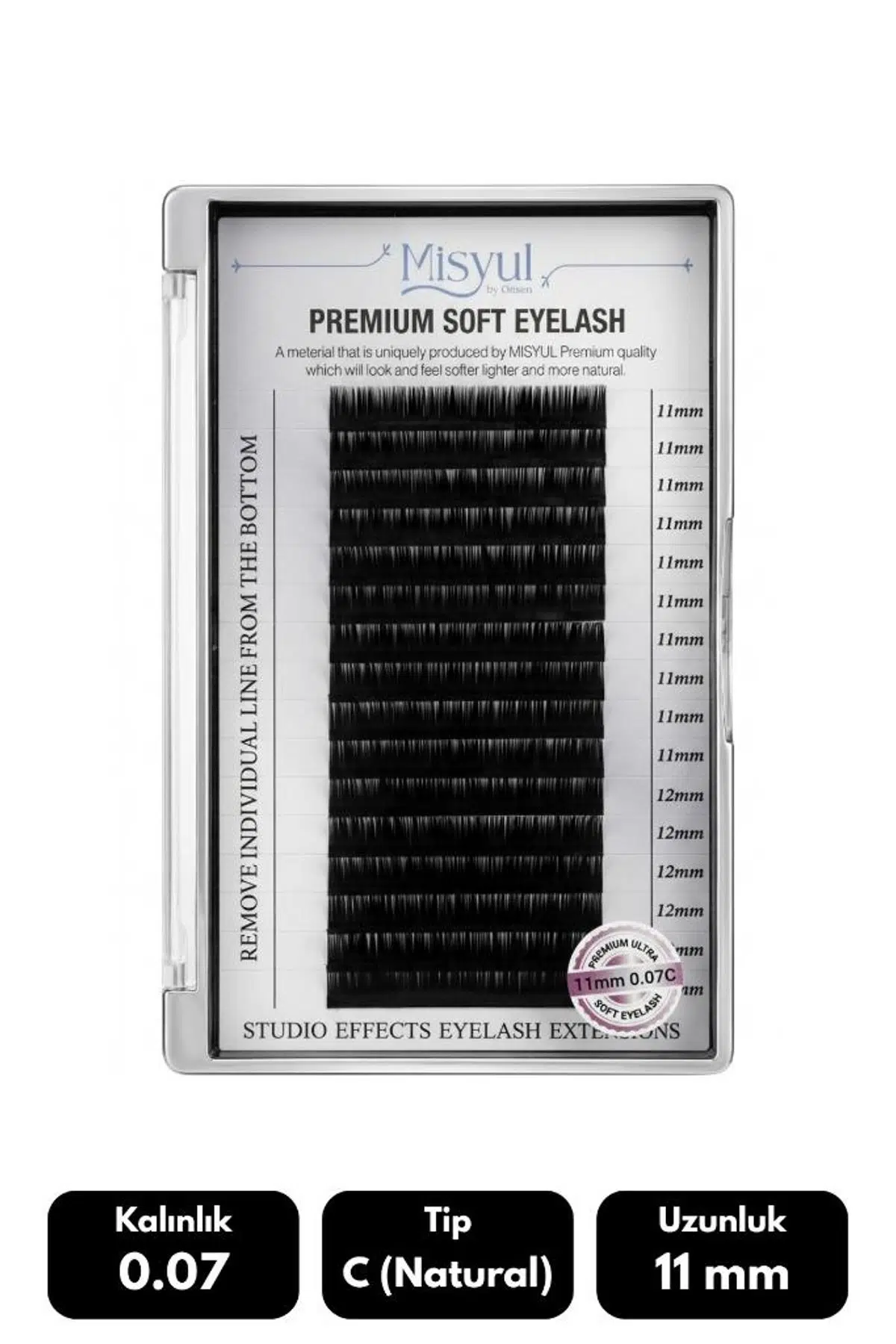 Misyul 0.07C Natural Kıvrım 11 mm Soft Eyelash Doğal İpek Kirpik 16'lı