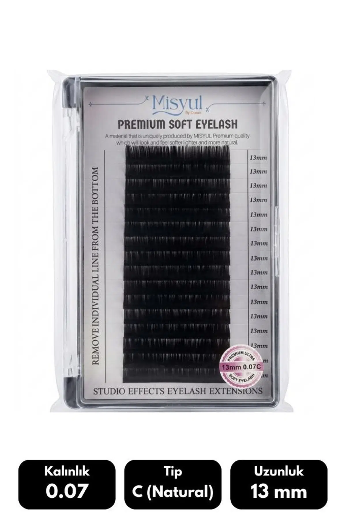 Misyul 0.07C Natural Kıvrım 13 mm Soft Eyelash Doğal İpek Kirpik 16'lı