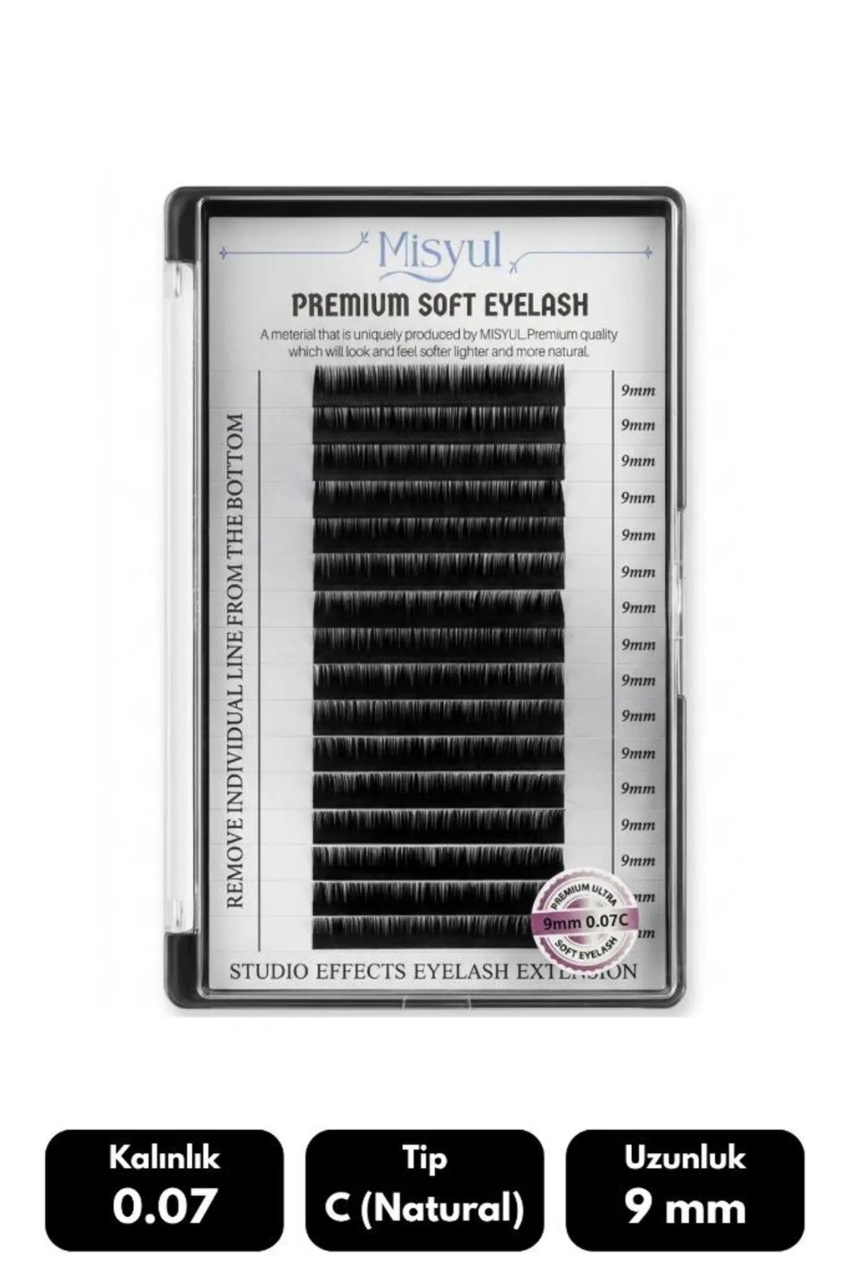Misyul 0.07C Natural Kıvrım 9 mm Soft Eyelash Doğal İpek Kirpik 16'lı