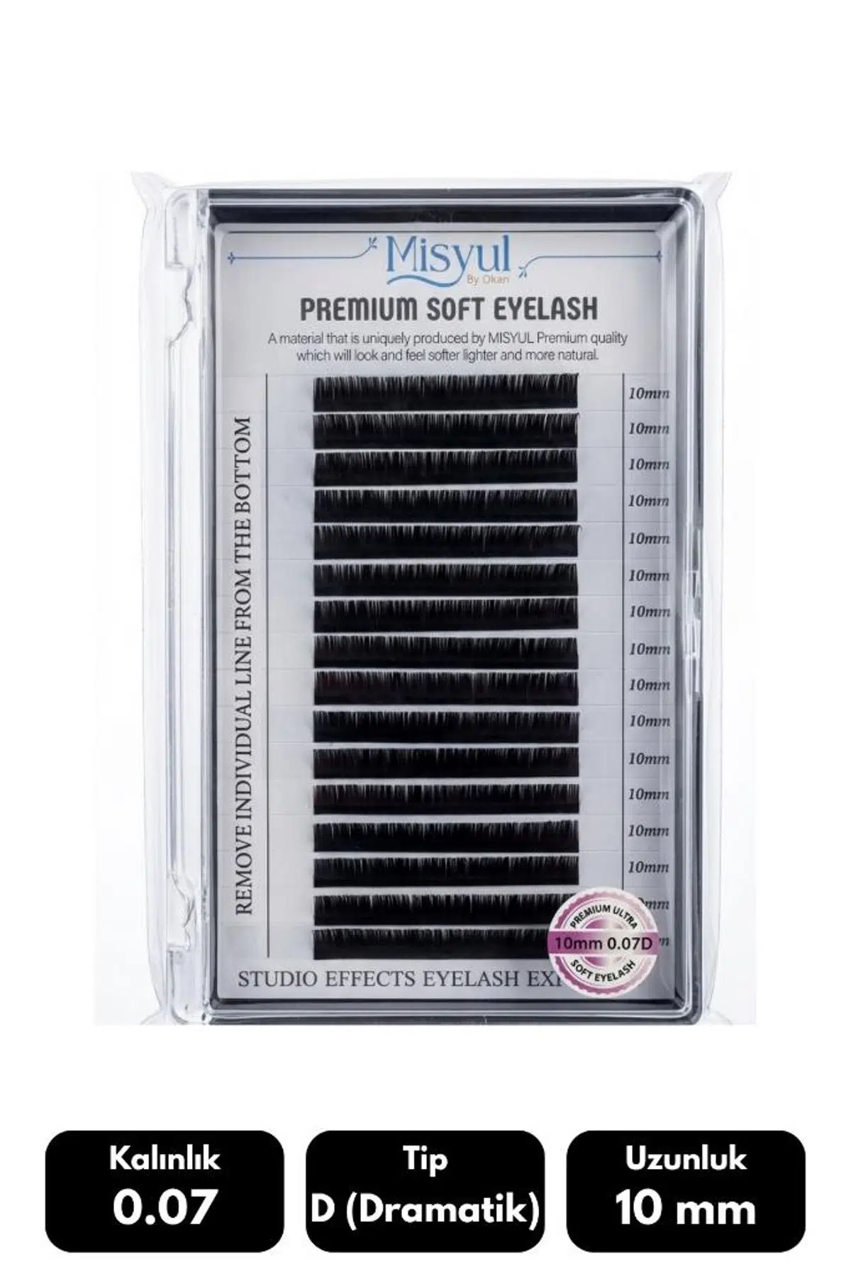 Misyul 0.07D Dramatik Kıvrım 10 mm Soft Eyelash Doğal İpek Kirpik 16'lı