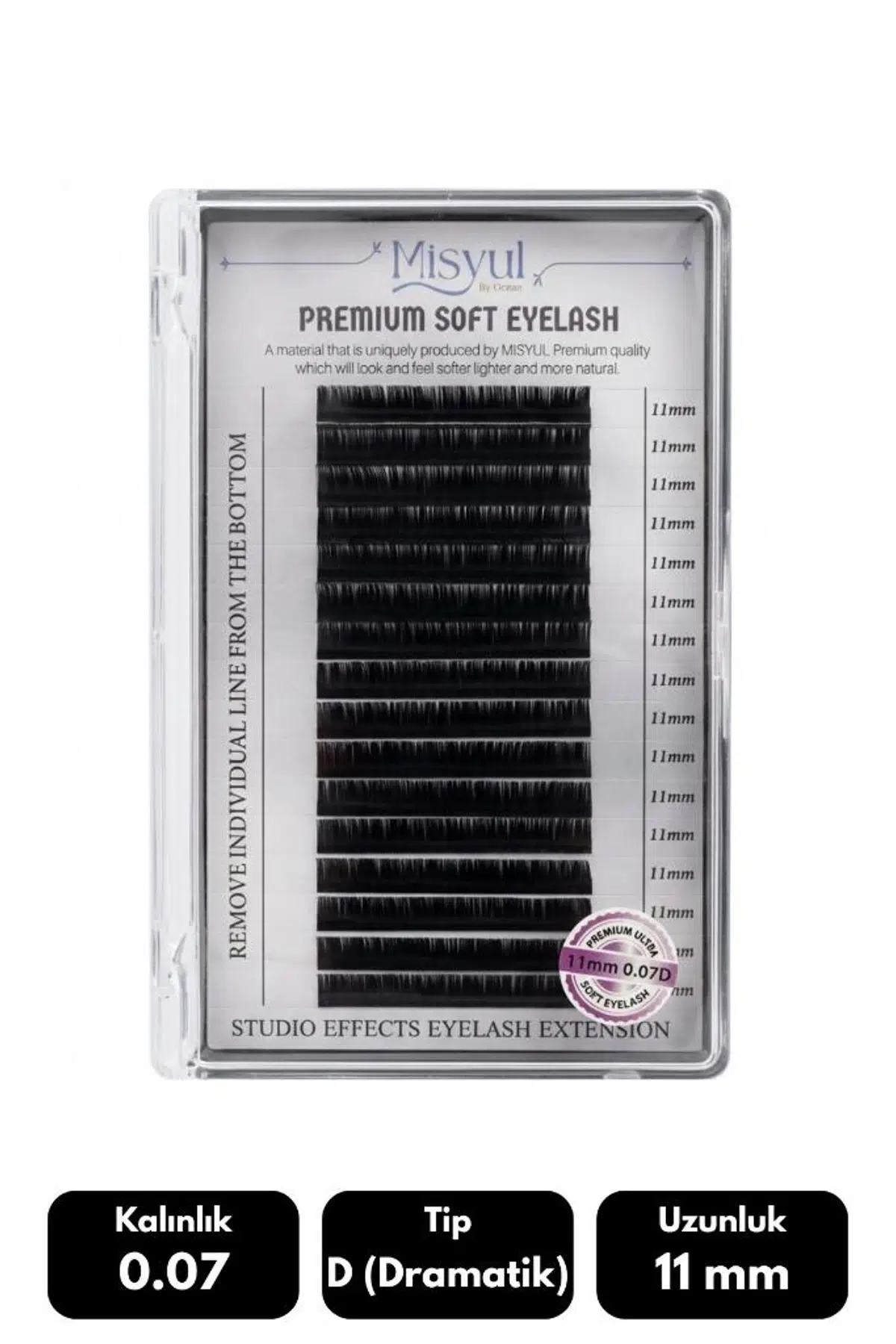 Misyul 0.07D Dramatik Kıvrım 11 mm Soft Eyelash Doğal İpek Kirpik 16'lı