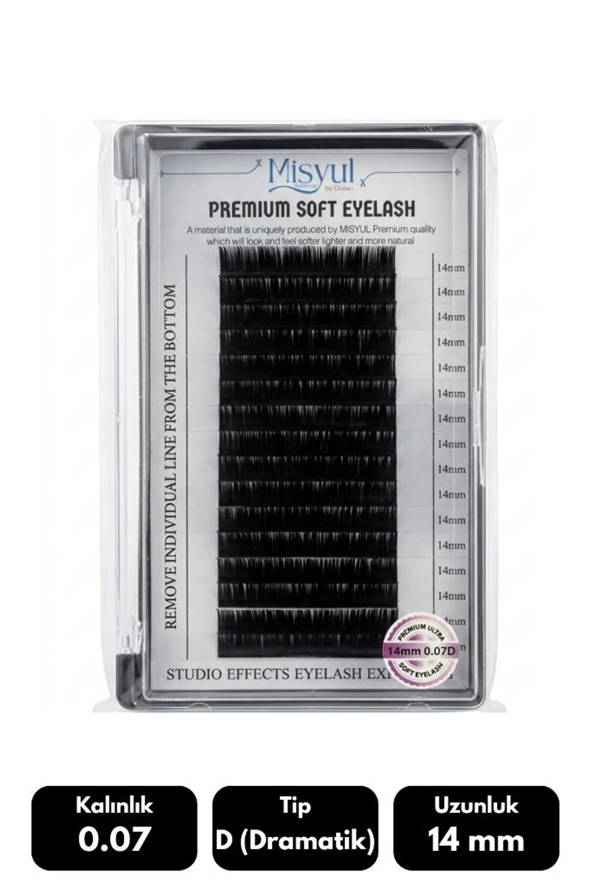 Misyul 0.07D Dramatik Kıvrım 14 mm Soft Eyelash Doğal İpek Kirpik 16'lı