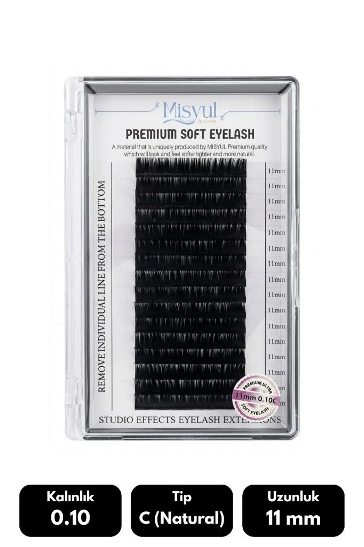 Misyul 0.10C Natural Kıvrım 11 mm Soft Eyelash Doğal İpek Kirpik 16'lı