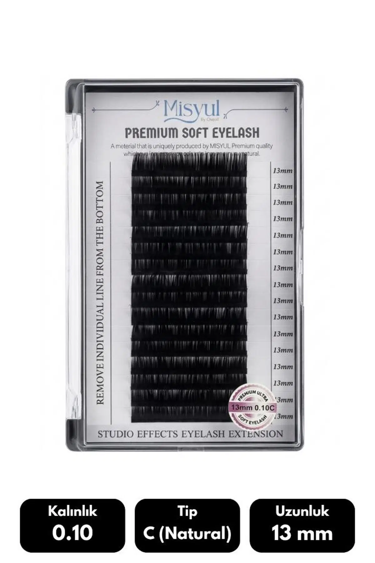 Misyul 0.10C Natural Kıvrım 13 mm Soft Eyelash Doğal İpek Kirpik 16'lı
