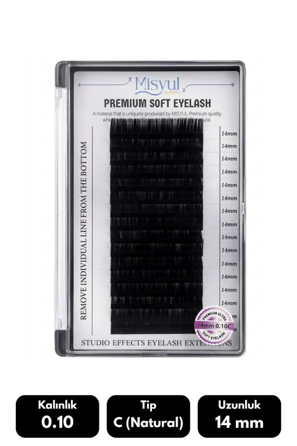 Misyul 0.10C Natural Kıvrım 14 mm Soft Eyelash Doğal İpek Kirpik 16'lı