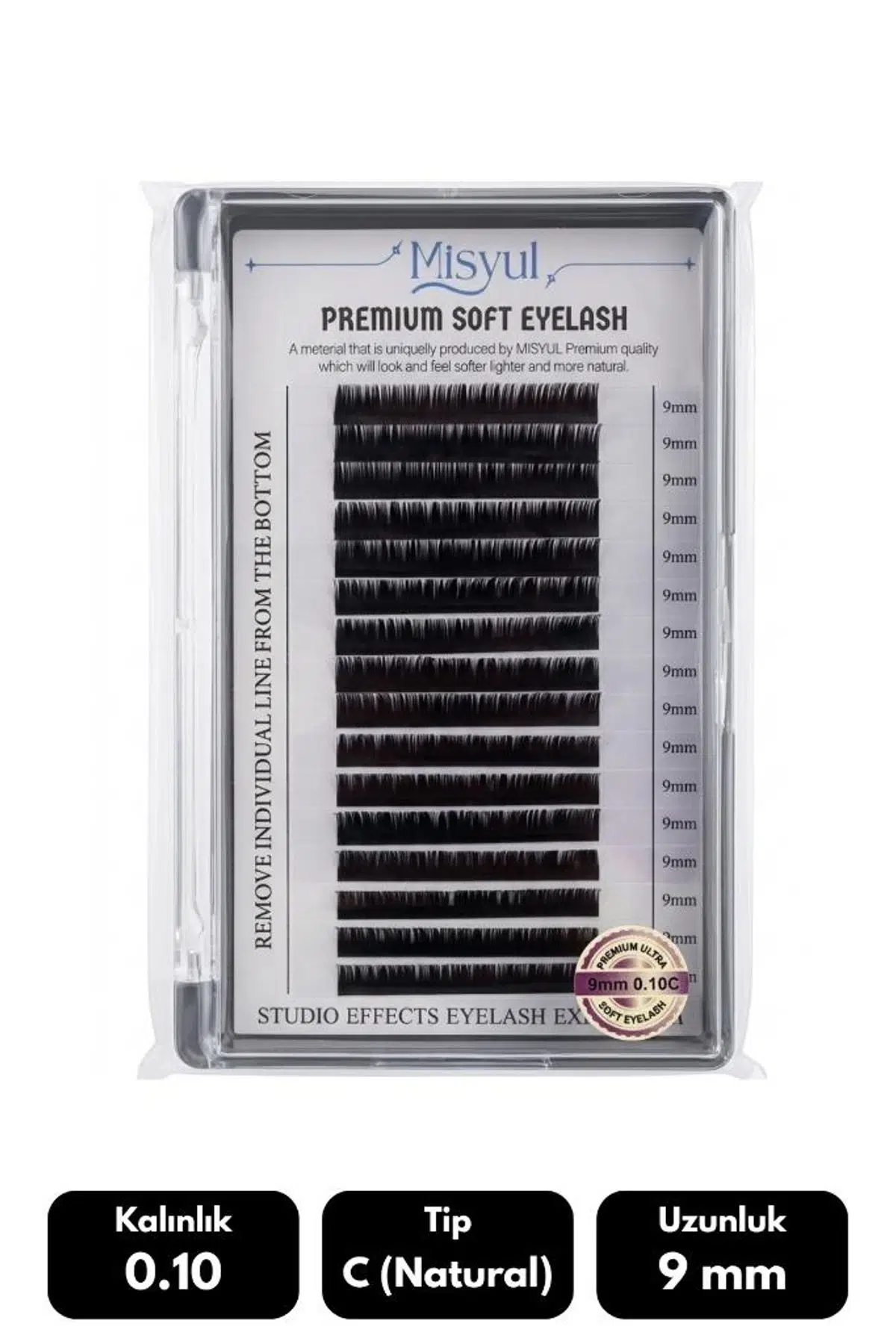 Misyul 0.10C Natural Kıvrım 9 mm Soft Eyelash Doğal İpek Kirpik 16'lı