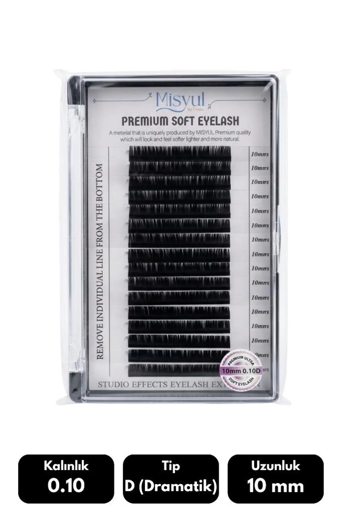 Misyul 0.10D Dramatik Kıvrım 10 mm Soft Eyelash Doğal İpek Kirpik 16'lı