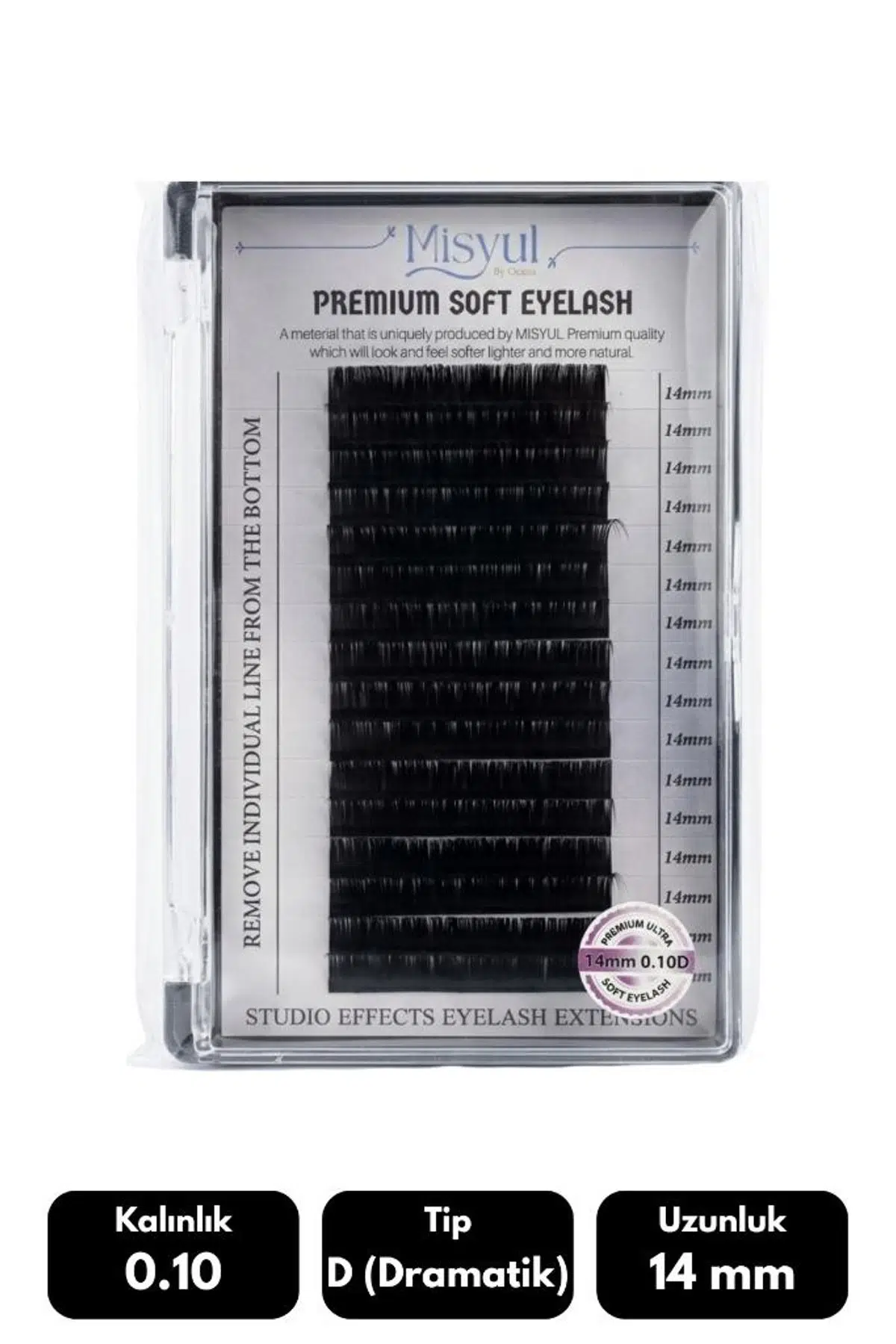 Misyul 0.10D Dramatik Kıvrım 14 mm Soft Eyelash Doğal İpek Kirpik 16'lı