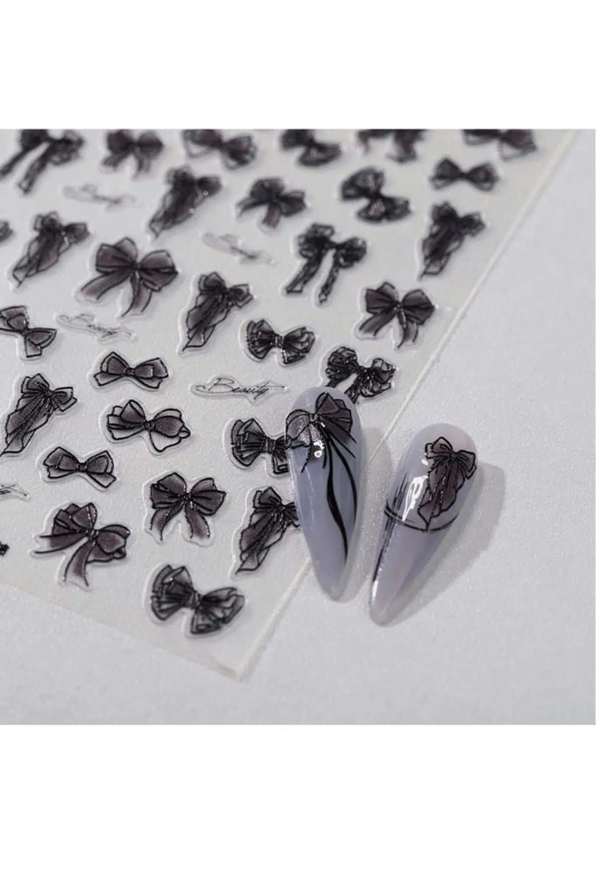 Misyul 5D Tırnak Sticker Yapışkanı Siyah Kurdaleli Beauty Yazılı MIS-3520