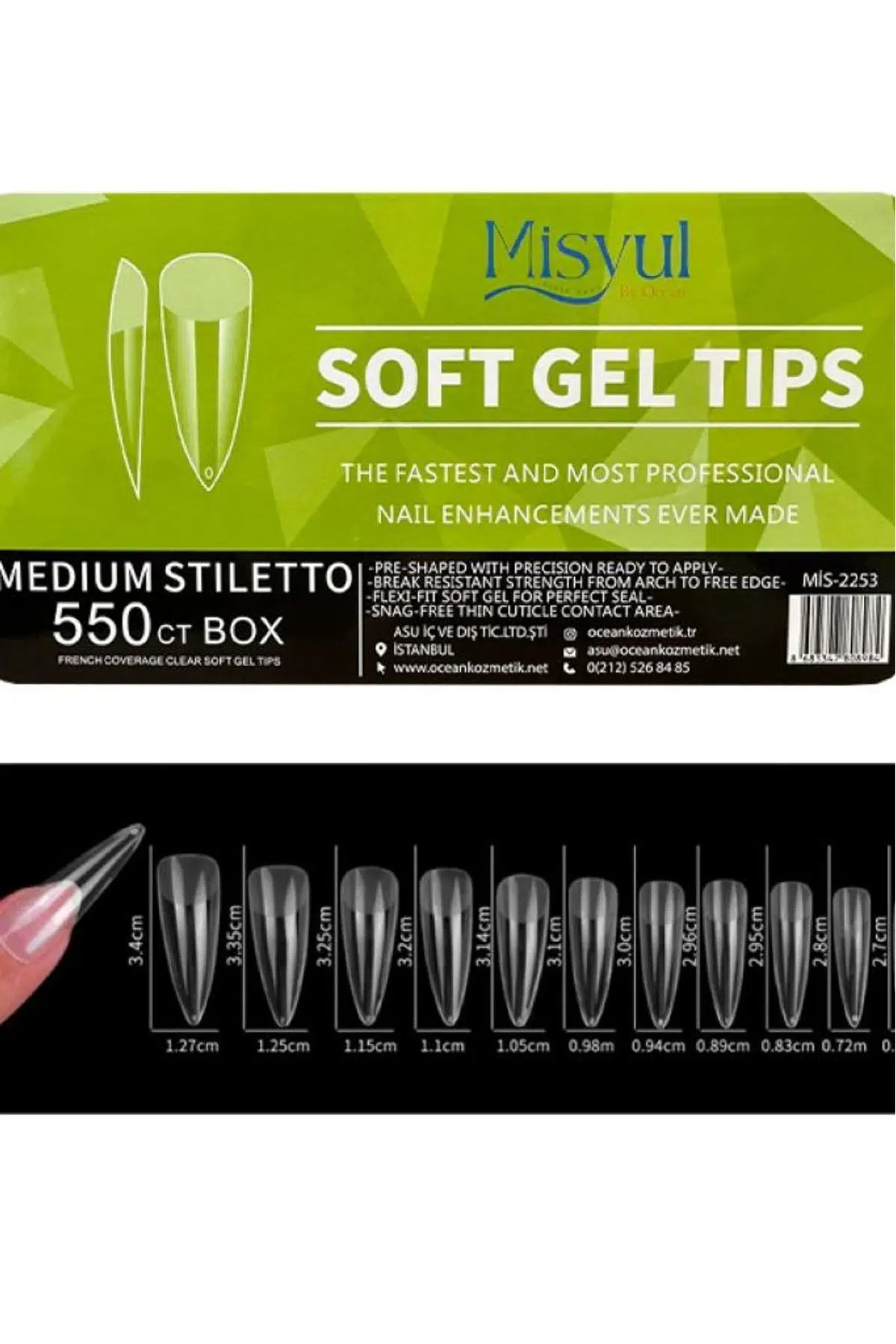 Misyul Jel Tırnak Medium Stiletto 550'li Paket Soft Jel Tips MIS-2253