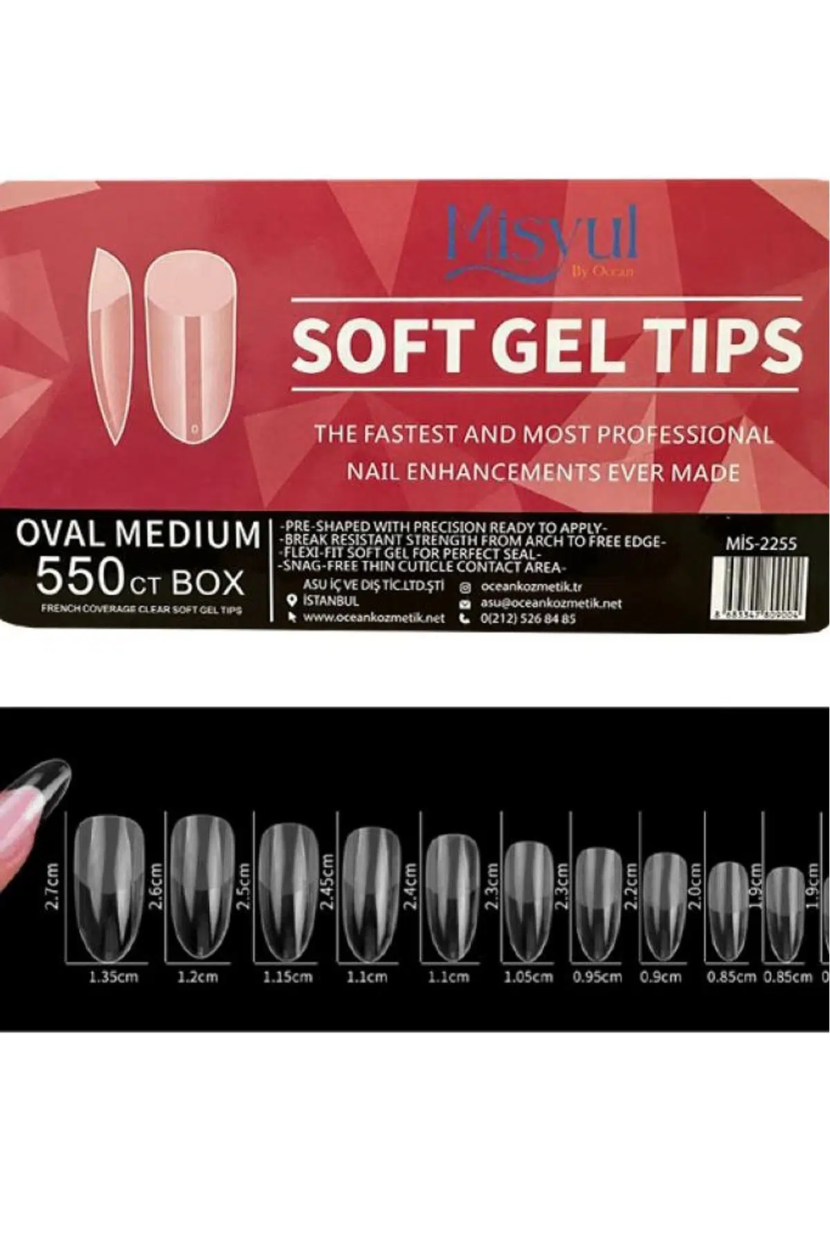 Misyul Jel Tırnak Oval Medium 550'li Paket Soft Jel Tips MIS-2255