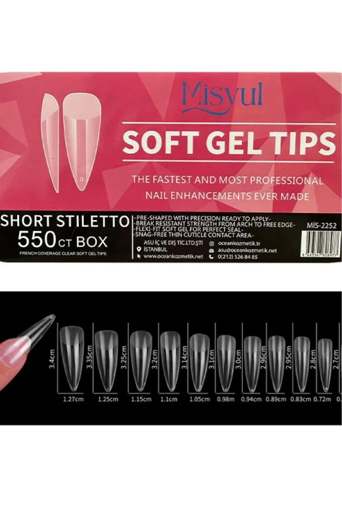 Misyul Jel Tırnak Short Stiletto 550'li Paket Soft Jel Tips MIS-2252