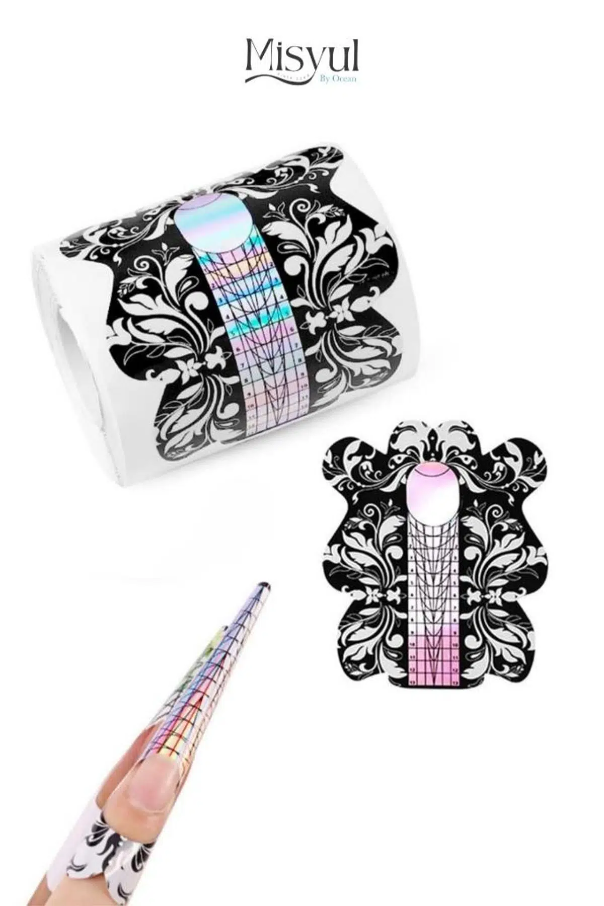 Misyul Protez Tırnak Şablonu 500'lü Siyah Beyaz ASU-266C