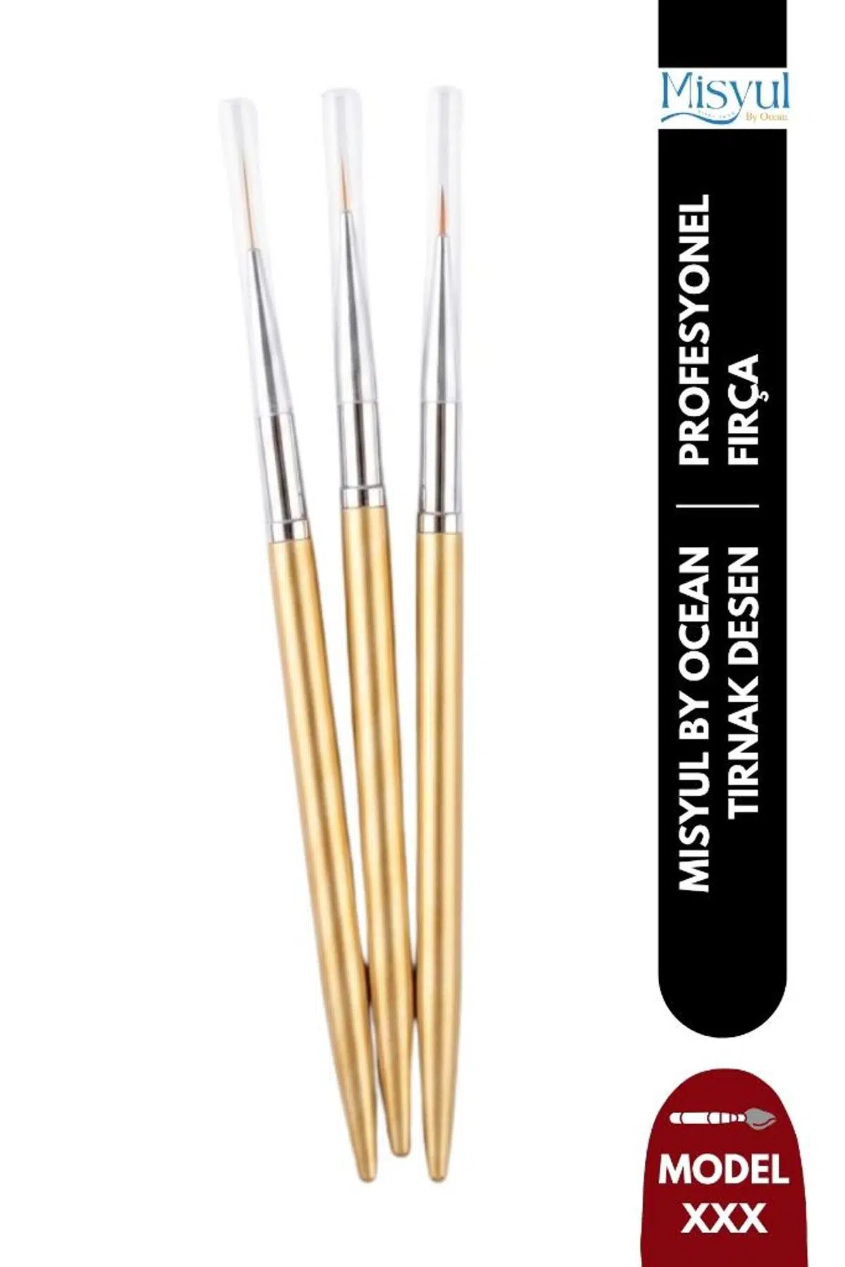 Misyul Tırnak Desen Fırçası 3'lü Altın Renk İnce Uçlu MIS-2191