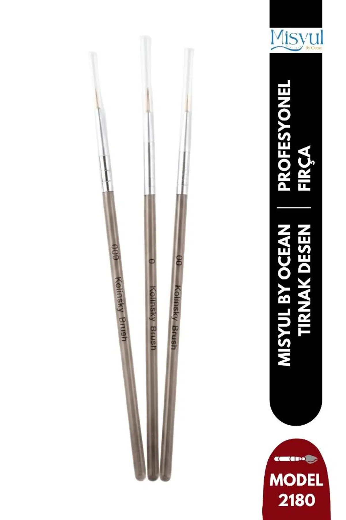 Misyul Tırnak Desen Fırçası 3'lü Şeffaf Tasarım İnce Uç MIS-2180