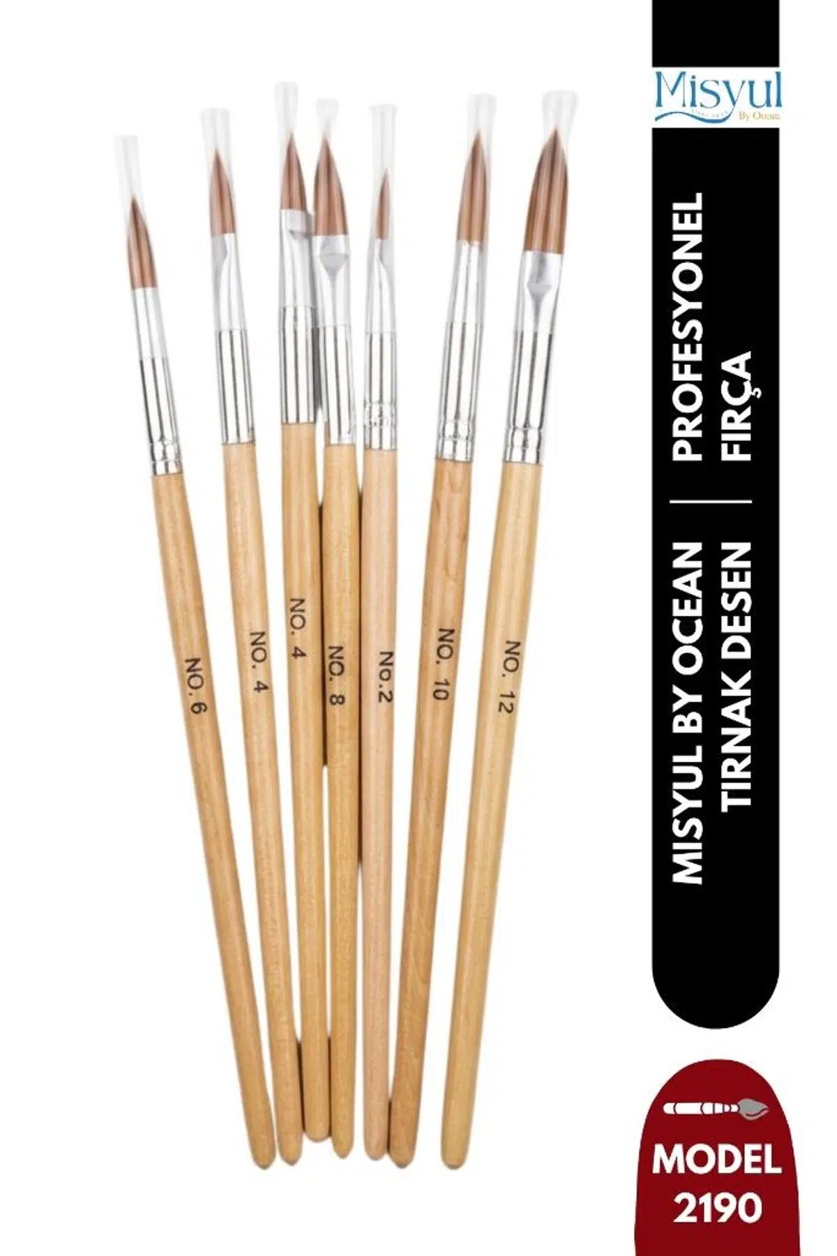 Misyul Tırnak Desen Fırçası 6'lı Kalın Uçlu Ahşap Renk MIS-2190