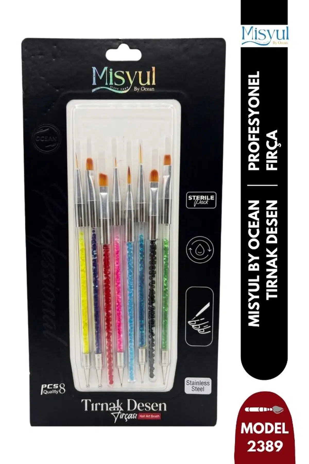 Misyul Tırnak Desen Fırçası 8'li Desenli Karışık Renk MIS-2389