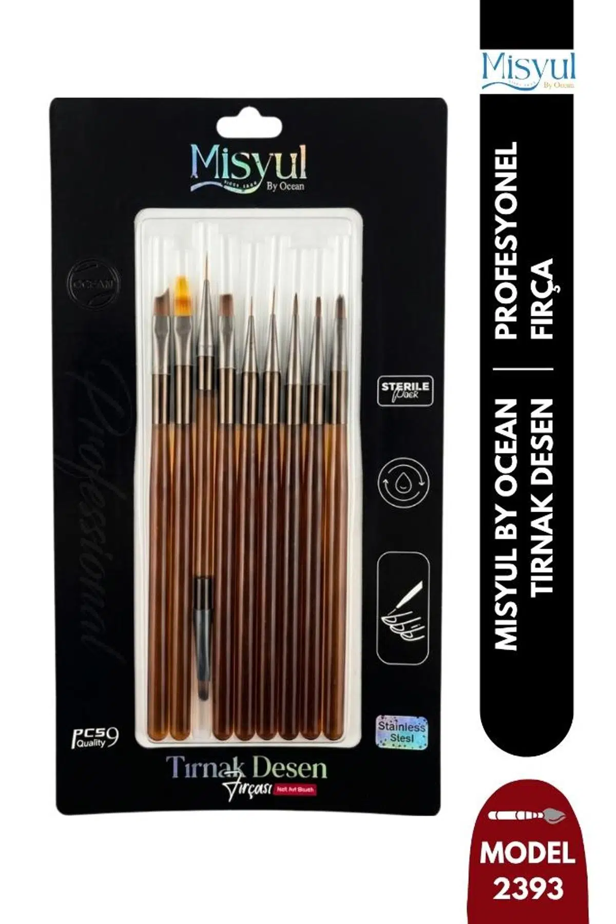 Misyul Tırnak Desen Fırçası 9'lu Kahverengi MIS-2393