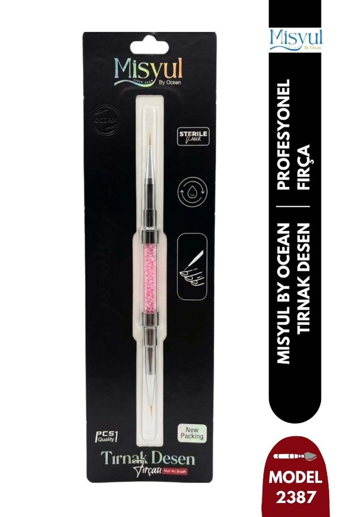 Misyul Tırnak Desen Fırçası Tekli Çift Taraflı Pembe MIS-2387