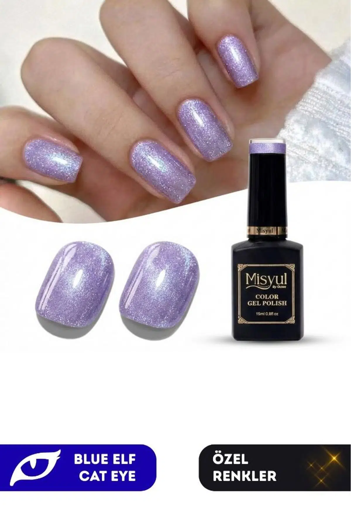 Misyul UV Led Kalıcı Oje Nail Art 15 ml Blue Elf Cat Eye Ec07