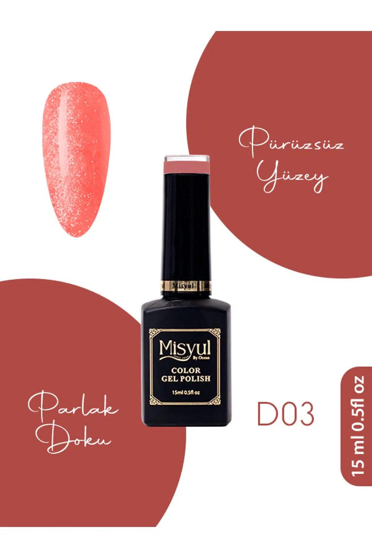 Misyul UV Led Kalıcı Oje Nail Art 15 ml Dısco Serisi D03