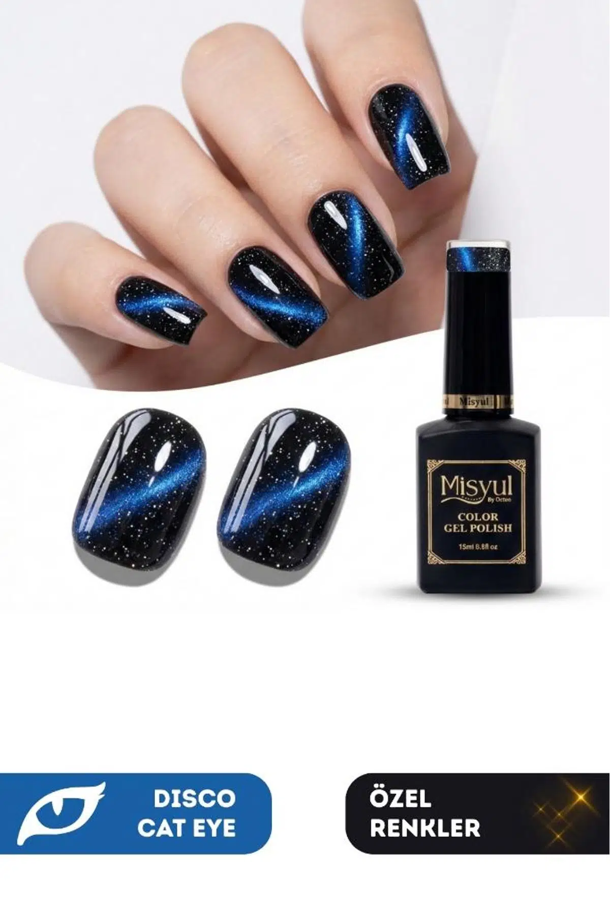 Misyul UV Led Kalıcı Oje Nail Art 15 ml Dynamic Disco Cat Eye Dc02