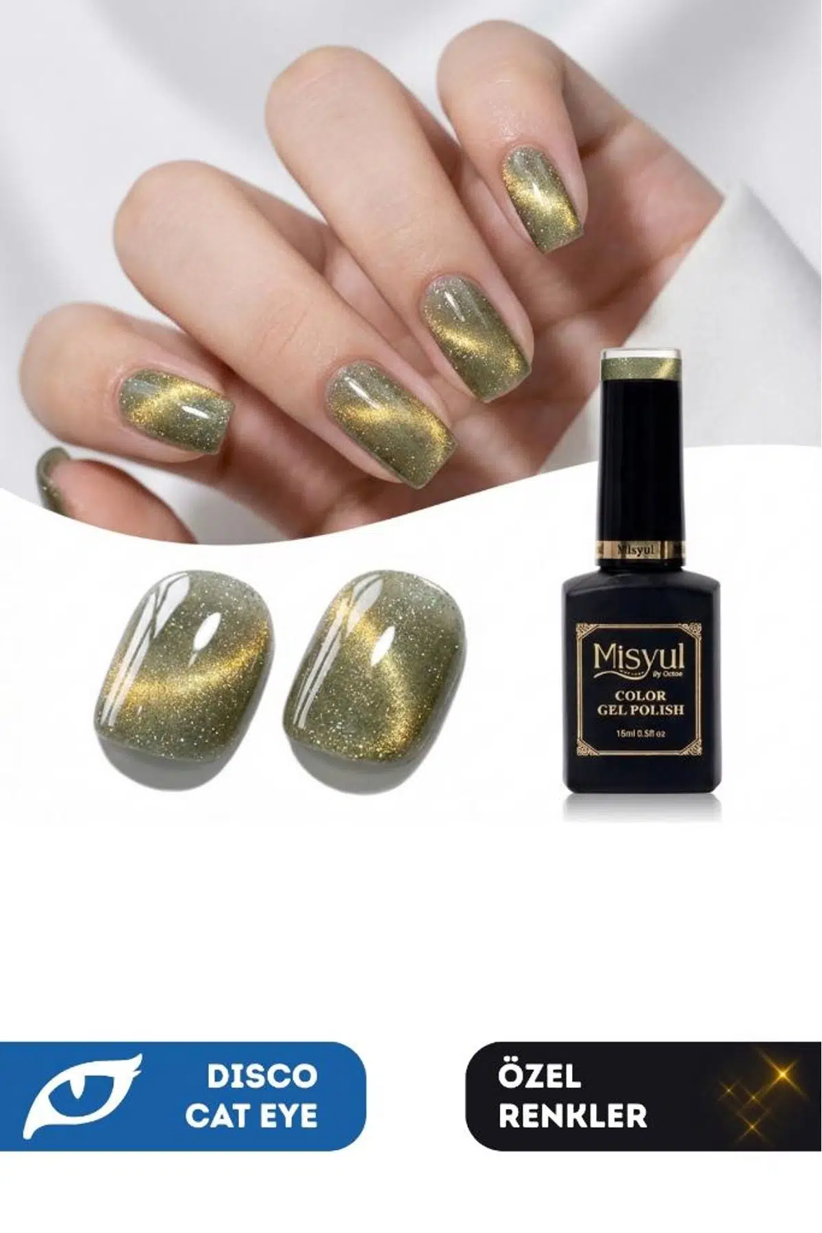 Misyul UV Led Kalıcı Oje Nail Art 15 ml Dynamic Disco Cat Eye Dc05