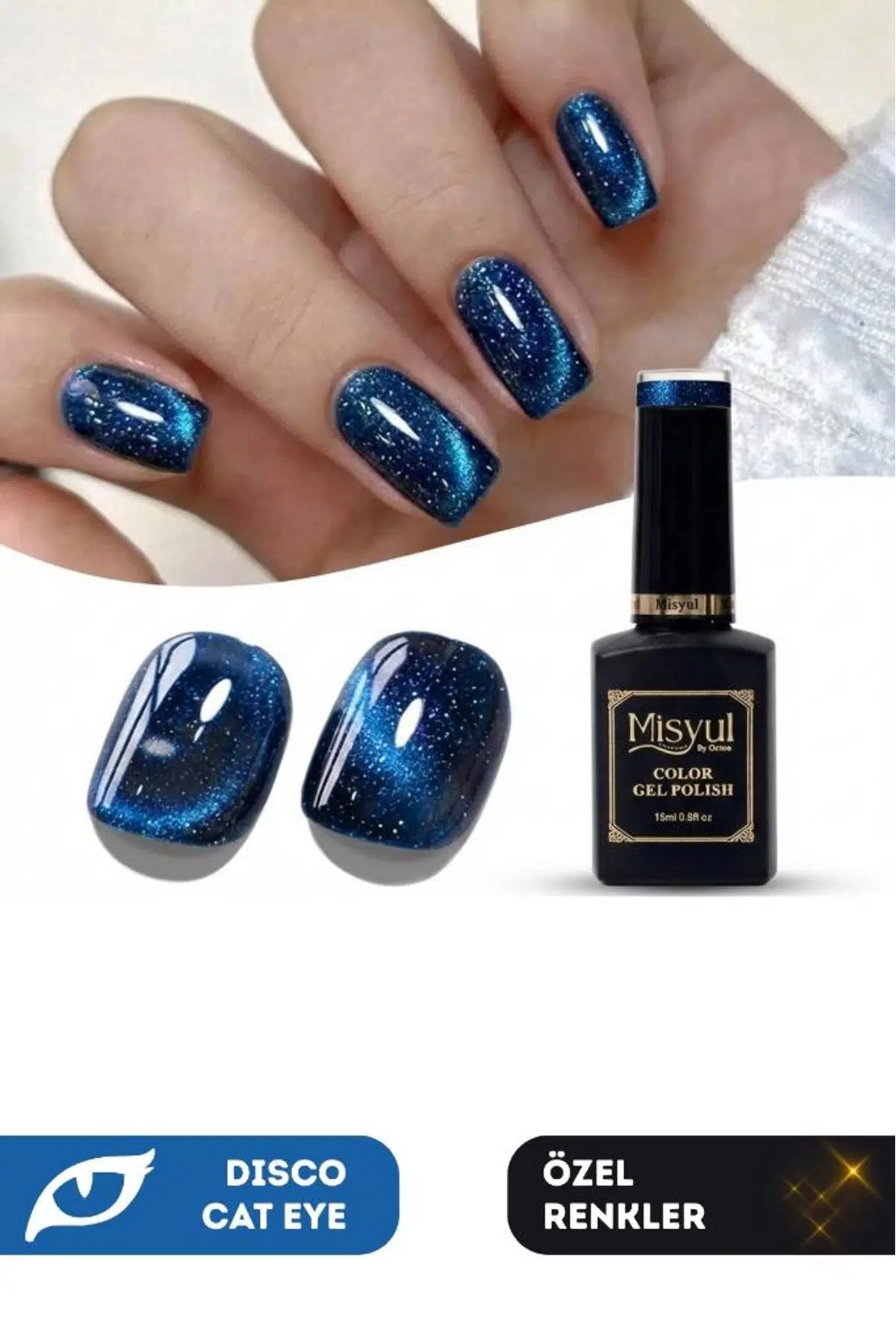 Misyul UV Led Kalıcı Oje Nail Art 15 ml Dynamic Disco Cat Eye Dc07