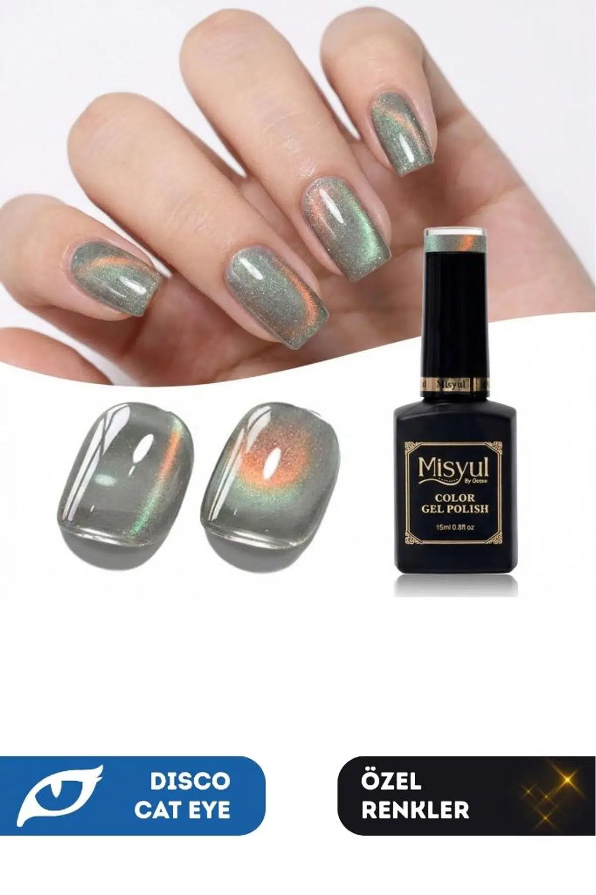 Misyul UV Led Kalıcı Oje Nail Art 15 ml Dynamic Disco Cat Eye Dc11