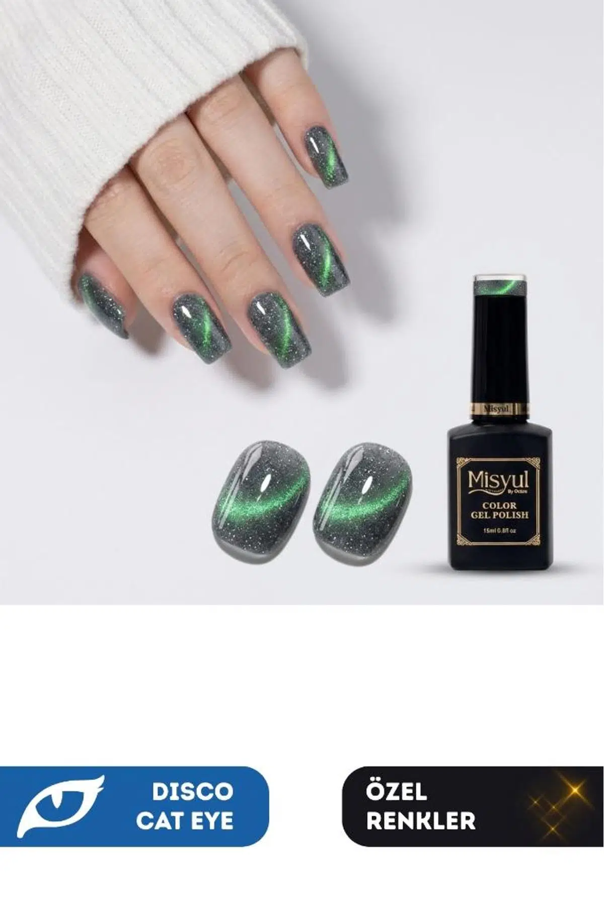 Misyul UV Led Kalıcı Oje Nail Art 15 ml Dynamic Disco Cat Eye Dc12