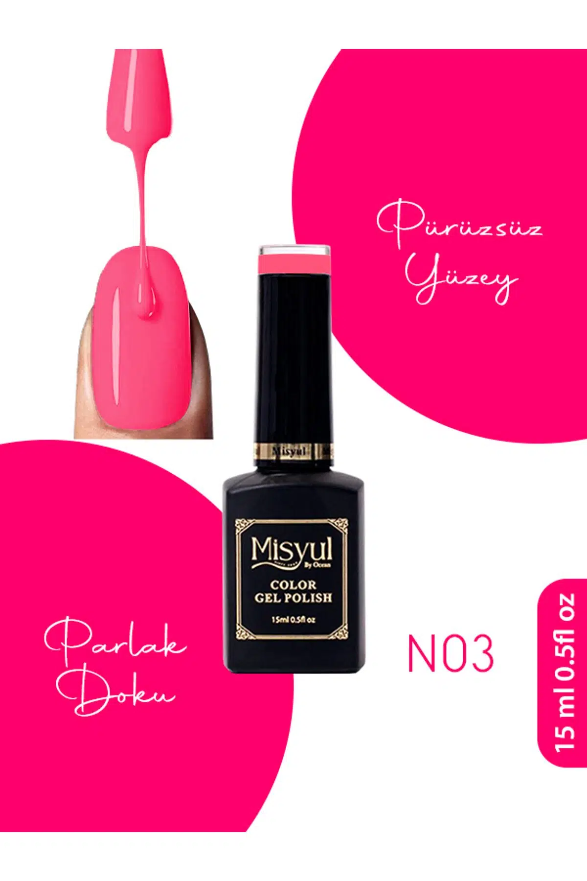 Misyul UV Led Kalıcı Oje Nail Art 15 ml Neon Serisi N03