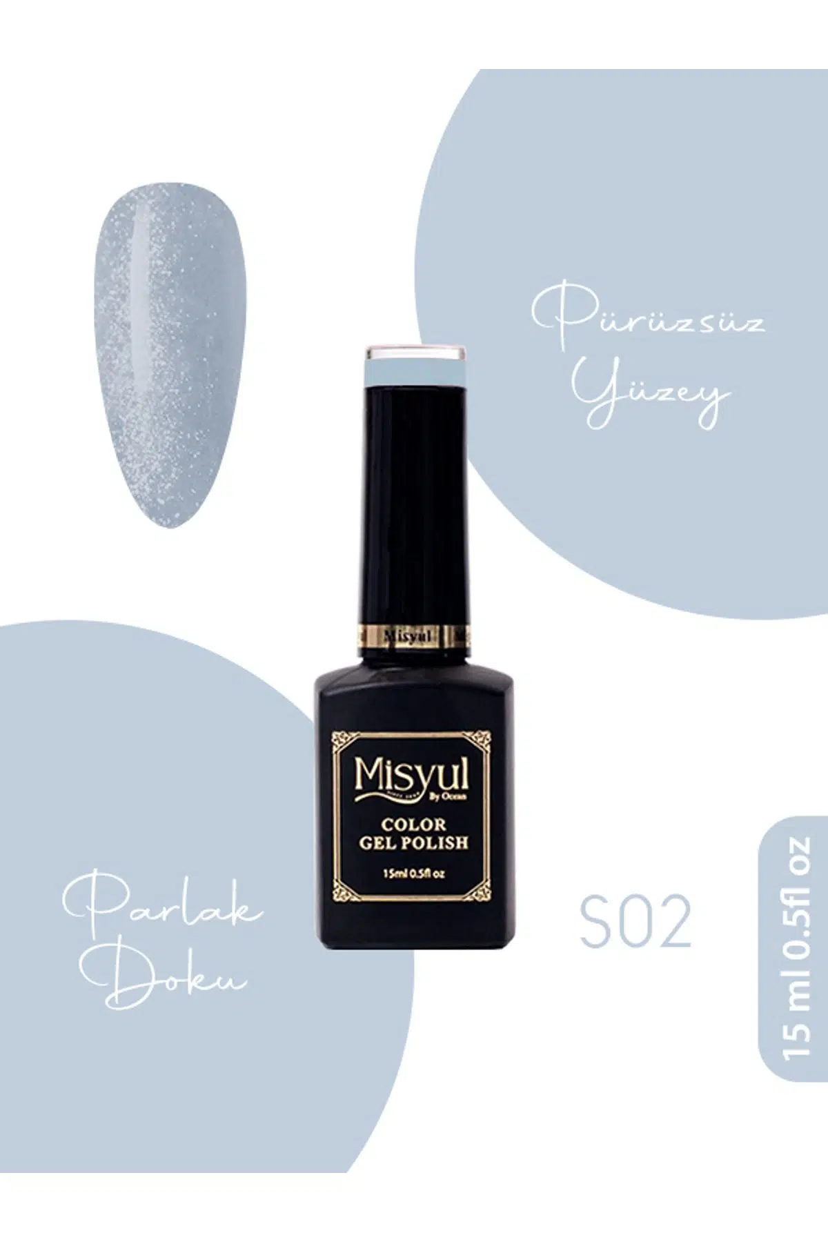 Misyul UV Led Kalıcı Oje Nail Art 15 ml Simli Seri S02